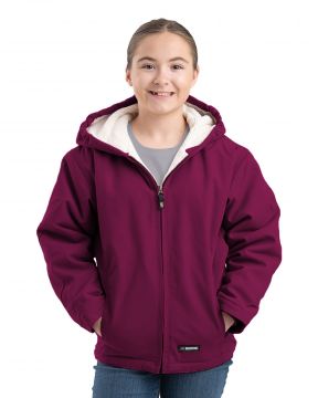 Girls' Berne Softstone Hooded Sherpa Coat-Plum