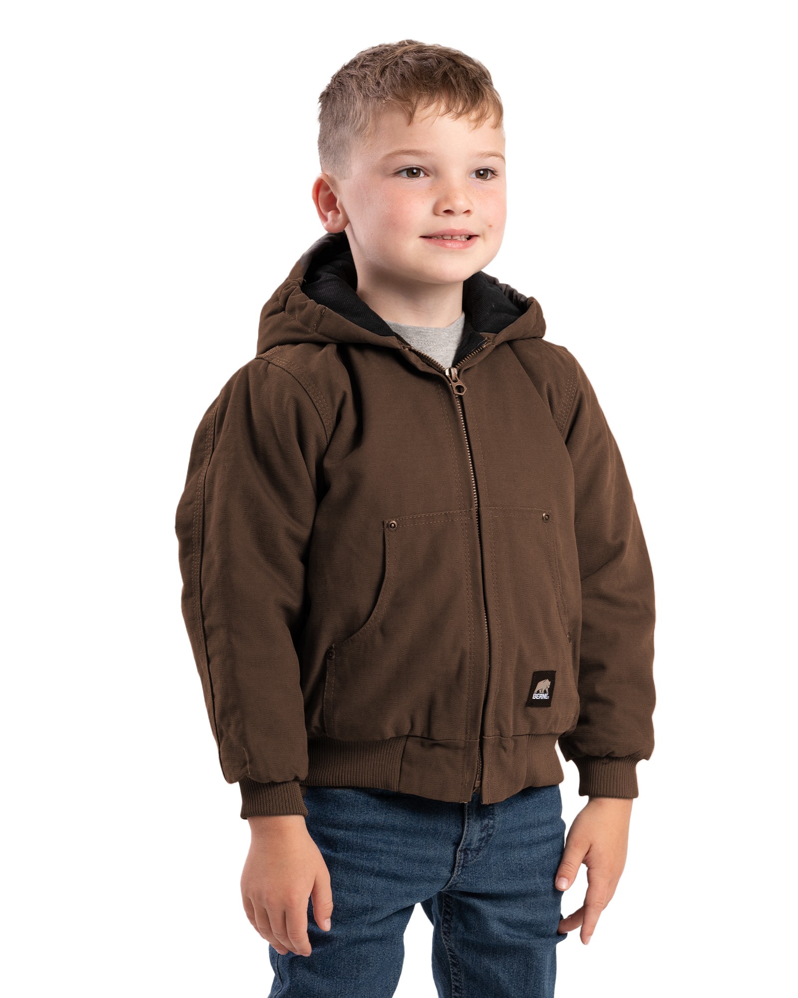 Kids Berne Softstone Quilt Lined Hooded Jacket Bark