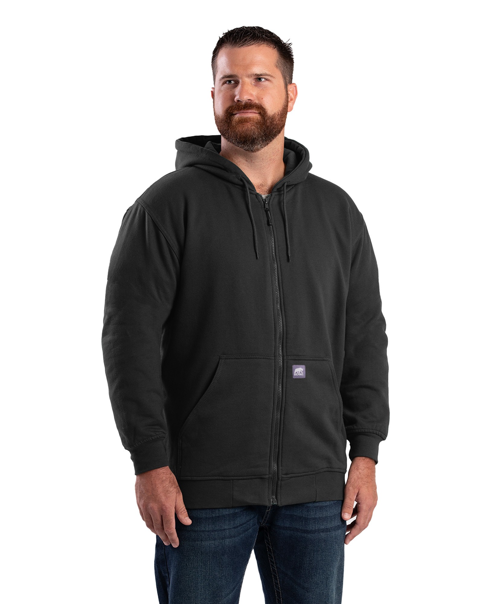 Men s Berne Thermal Lined Hooded Sweatshirt Black
