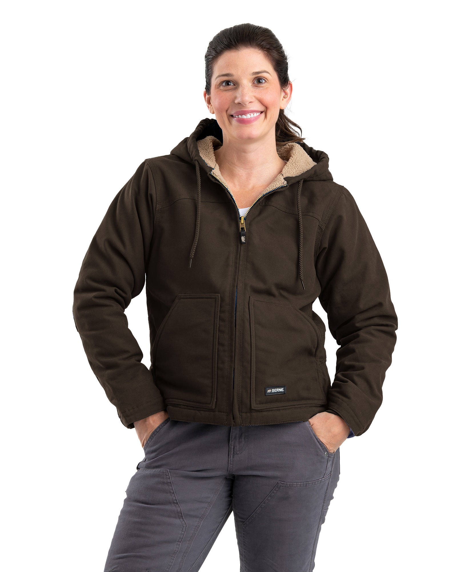 Berne Outerwear Women s Berne Softstone Hooded Coat Dark Brown