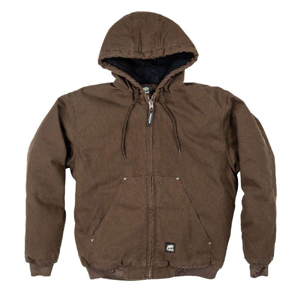 Berne Outerwear: Men's Berne Original Washed Hooded Jacket-Bark