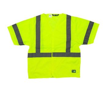 Men's Berne Hi Visibility Class 3 Short Sleeve Safety Vest-Yellow