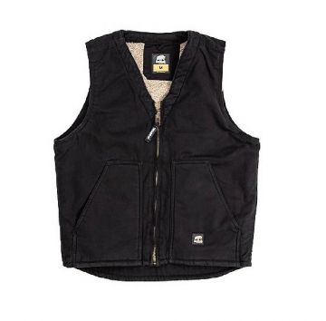 Men's Berne Washed Sherpa-Lined V-Neck Vest-Black